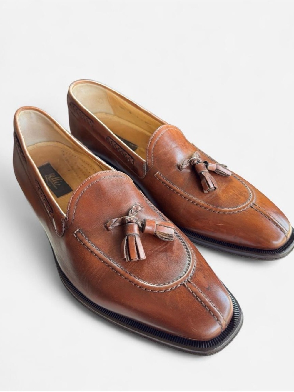 Zilli Men's Leather Tassel Slip-On Loafers in Cognac Brown